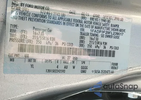 2015 Ford Focus Se from USA, damaged, VIN 1FADP3F29FL239017